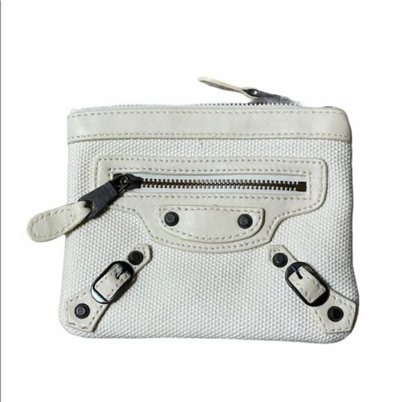Balenciaga Paris Motocross Canvas and Leather White Wallet - Picture 2 of 9